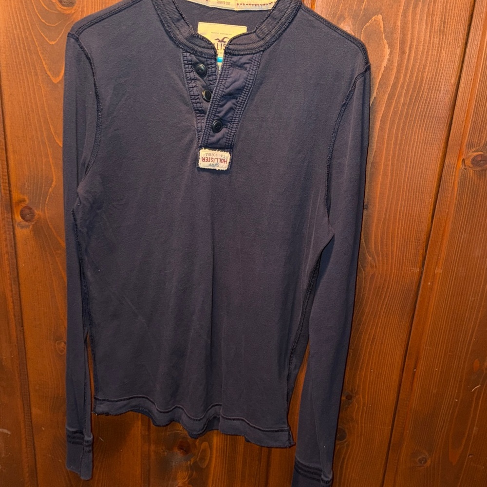 Hollister Dark Blue Long Sleeve Henley